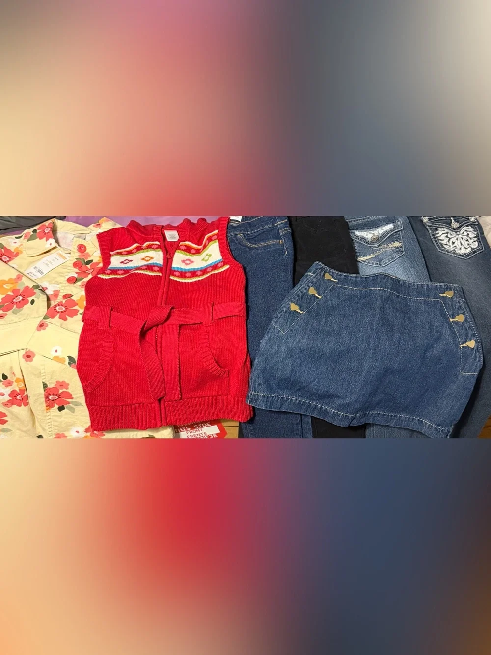 Girls M 7/8 Bundle Lot 7pc NWT Jacket Skirt Red Vest Gymboree Jeans Old Navy Lei